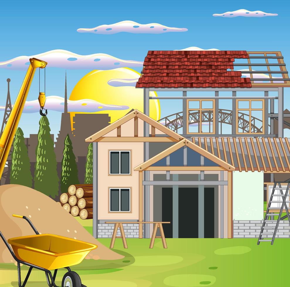 Scene of building construction site vector