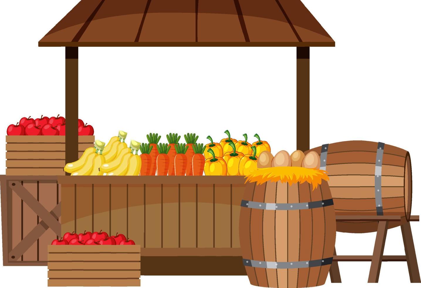 concepto de mercado de pulgas con tienda de frutas vector