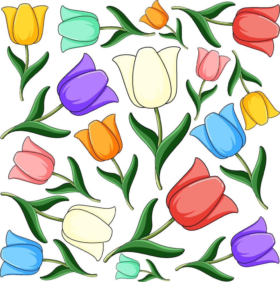 flores de tulipanes en muchos colores vector