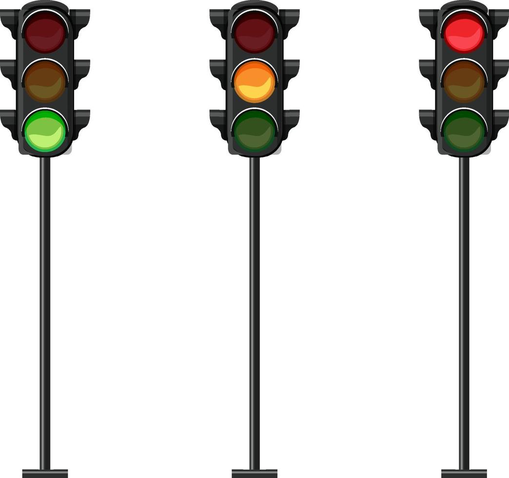 Set of traffic lights on white background vector