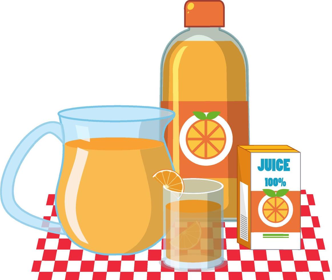 Conjunto de productos de naranja sobre fondo blanco. vector