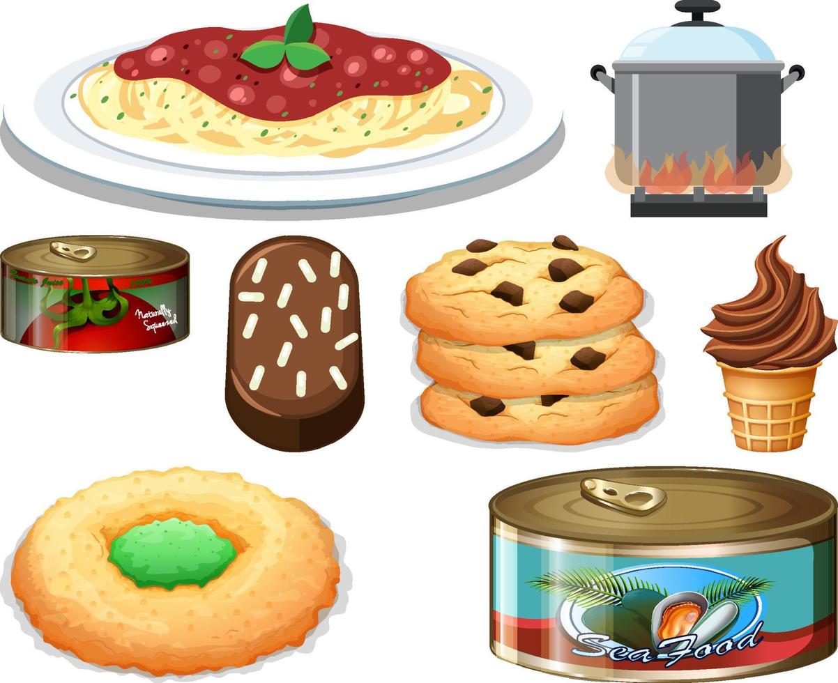Different foods cartoon collection vector