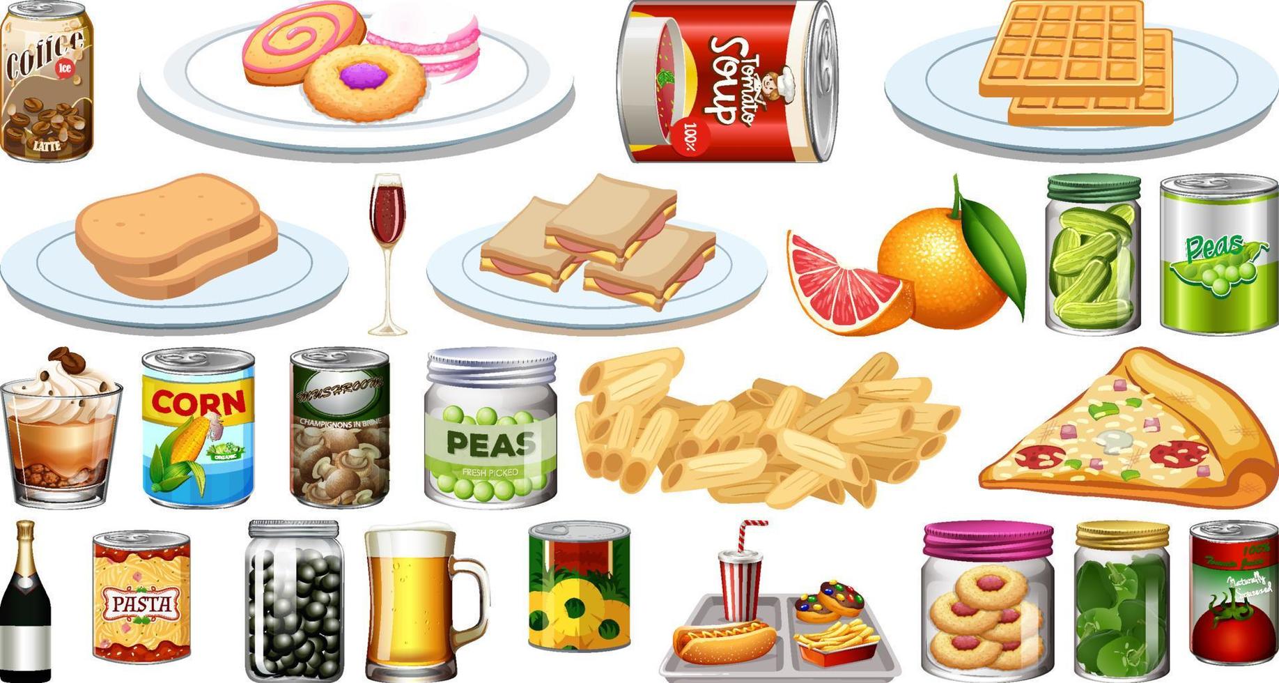 Set of different foods vector