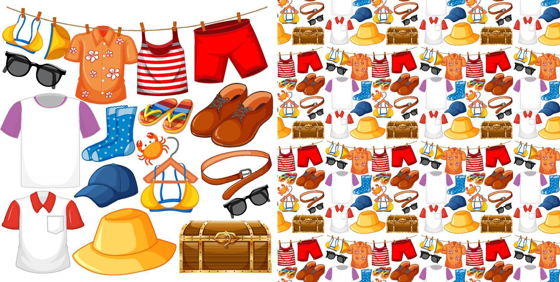 Seamless background design with cloth theme on white background vector