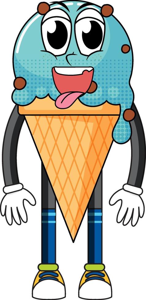 Ice cream cartoon character on white background vector