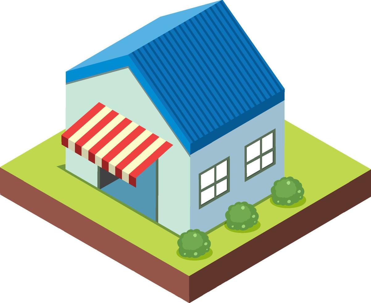 Isometric retail building on white background vector