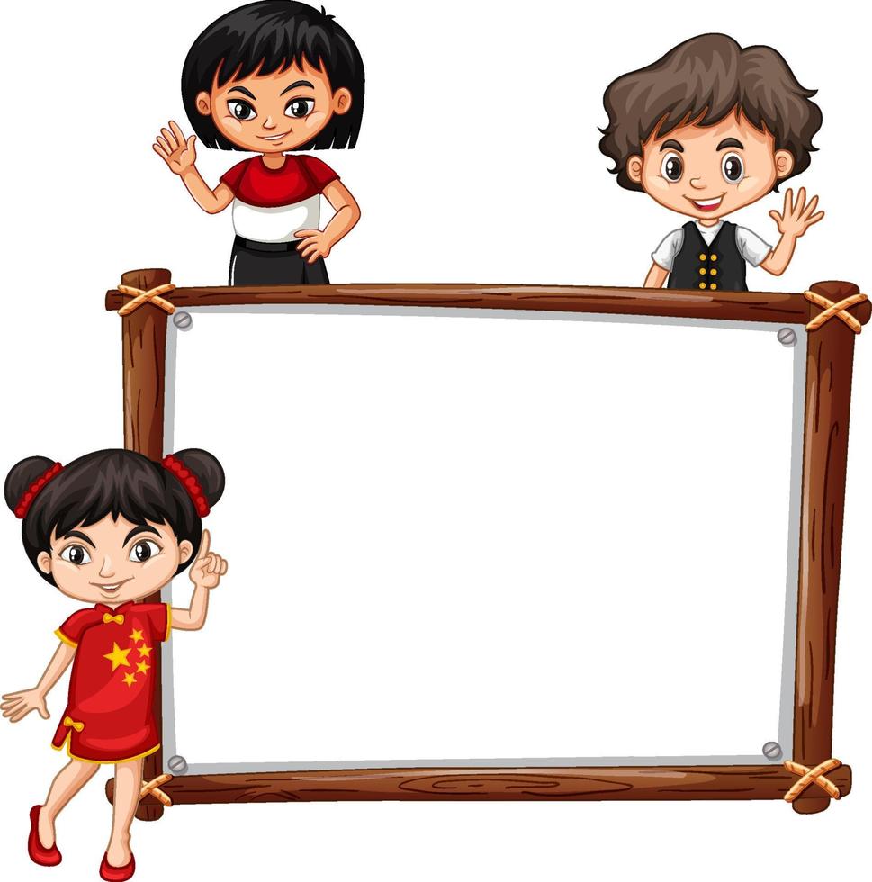 Board template with happy kids vector