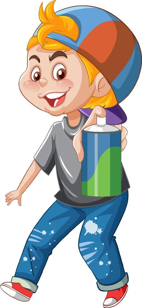 A Cute boy standing with spray on White Background vector