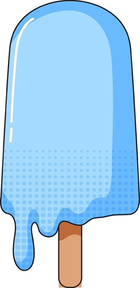 Blue popsicle melting on stick vector