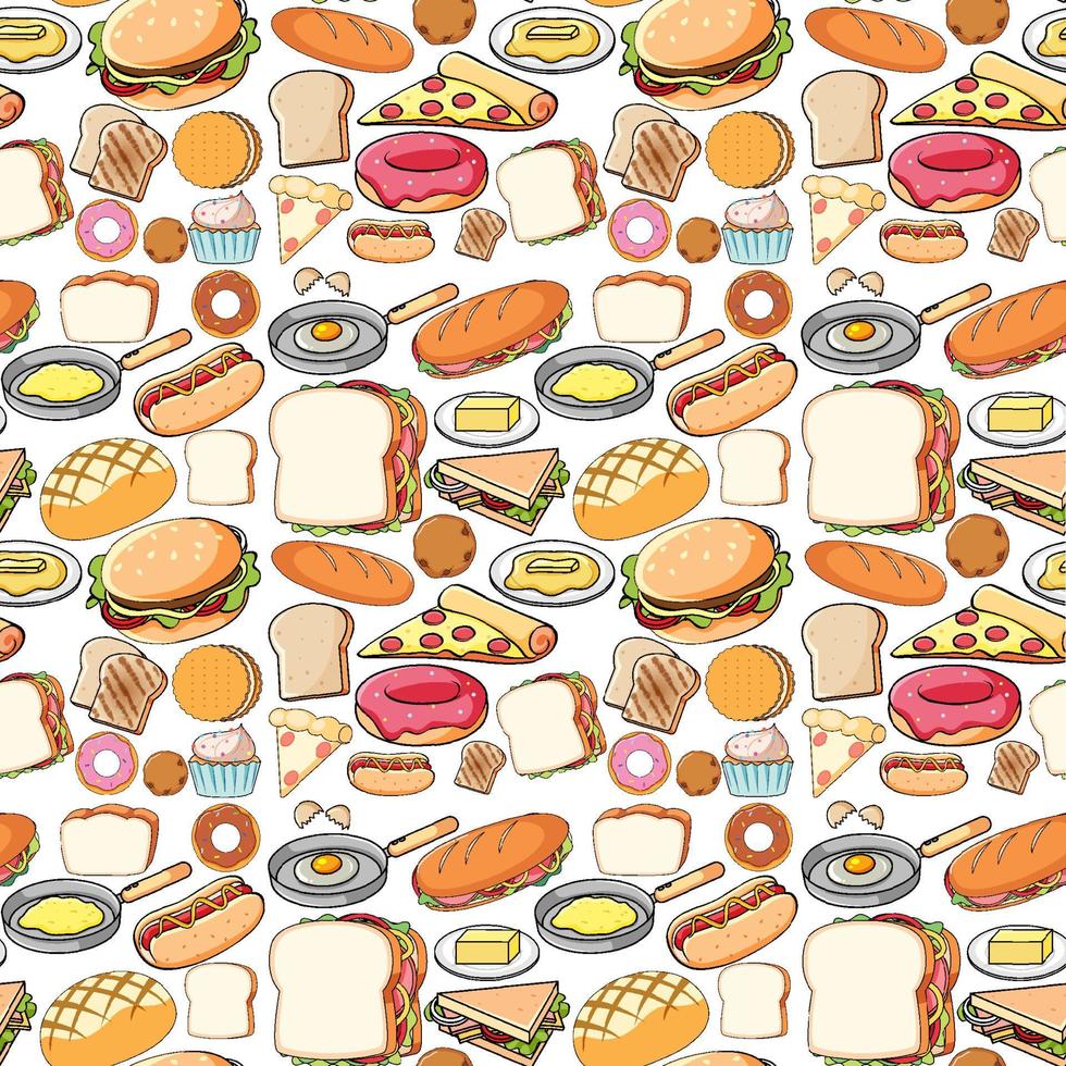 Seamless background design with different food vector