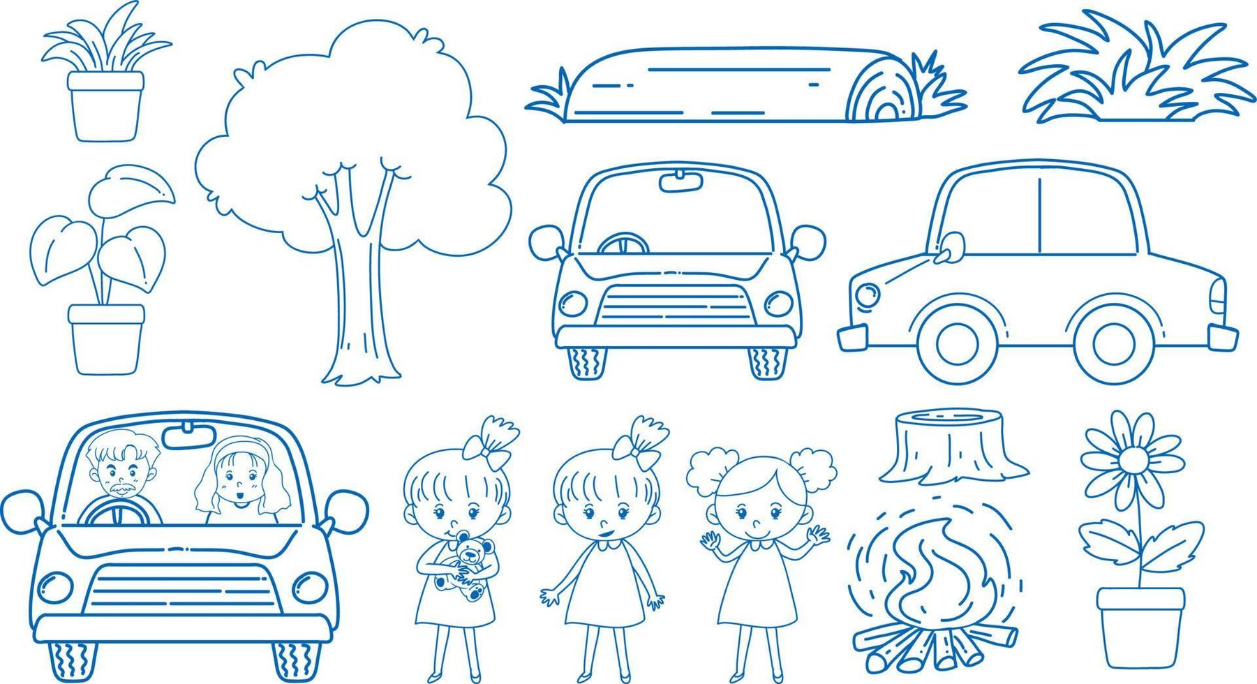 dibujos animados de dibujo para niños y coches vector