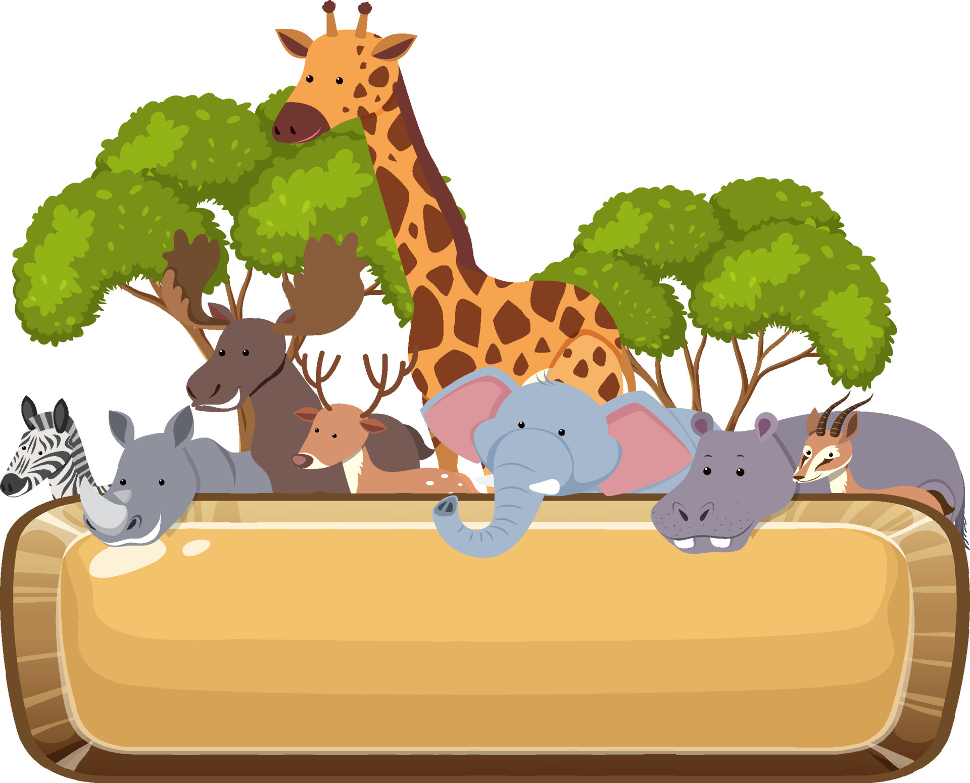 African animals cartoon with empty wood banner 6981160 Vector Art at Vecteezy African animals cartoon with empty wood banner 6981160 Vector Art at Vecteezy