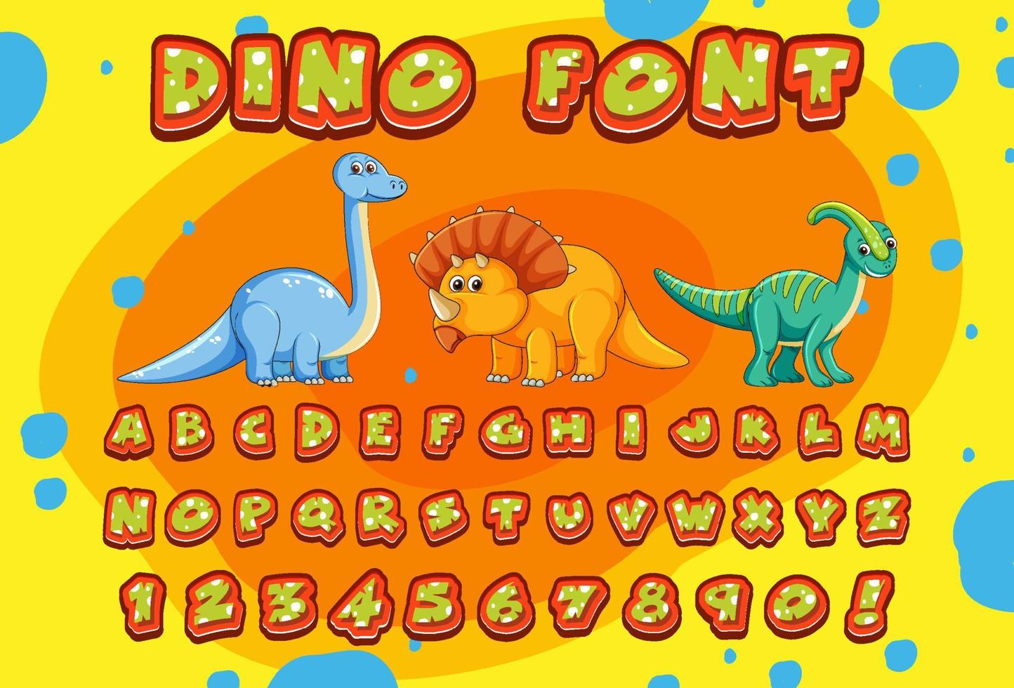 Font design for english alphabets in dinosaur character on color template vector