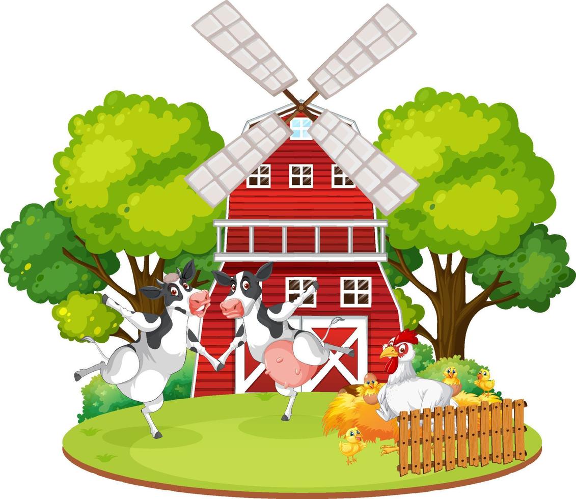 Isolated cartoon farm with animals vector