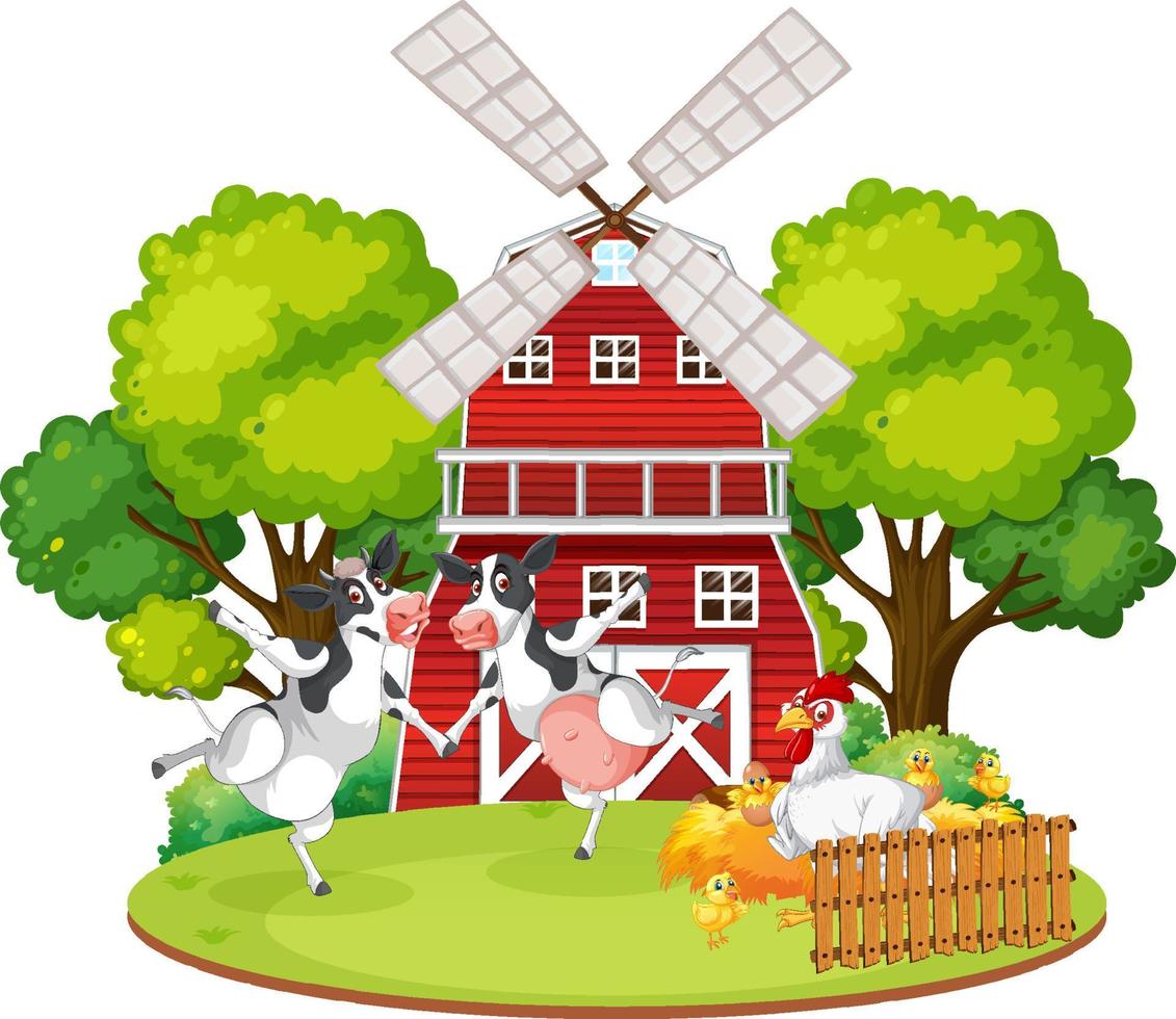 granja de dibujos animados aislados con animales vector