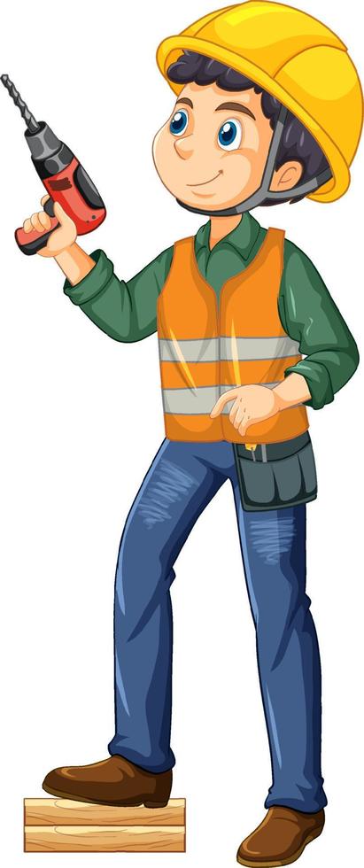 Construction worker cartoon character vector