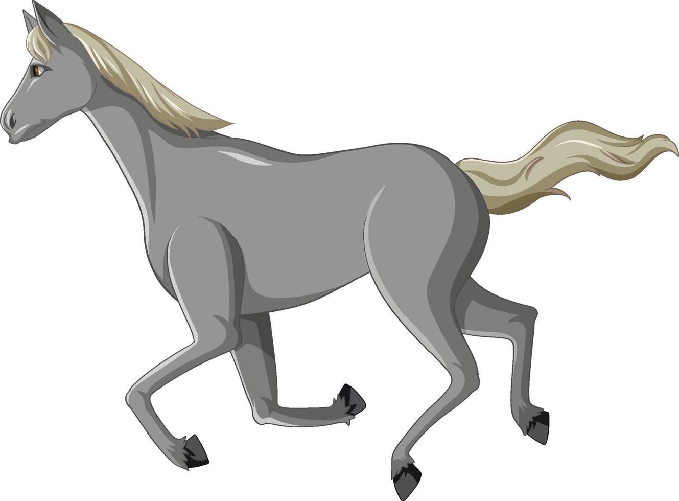 Grey horse running cartoon vector
