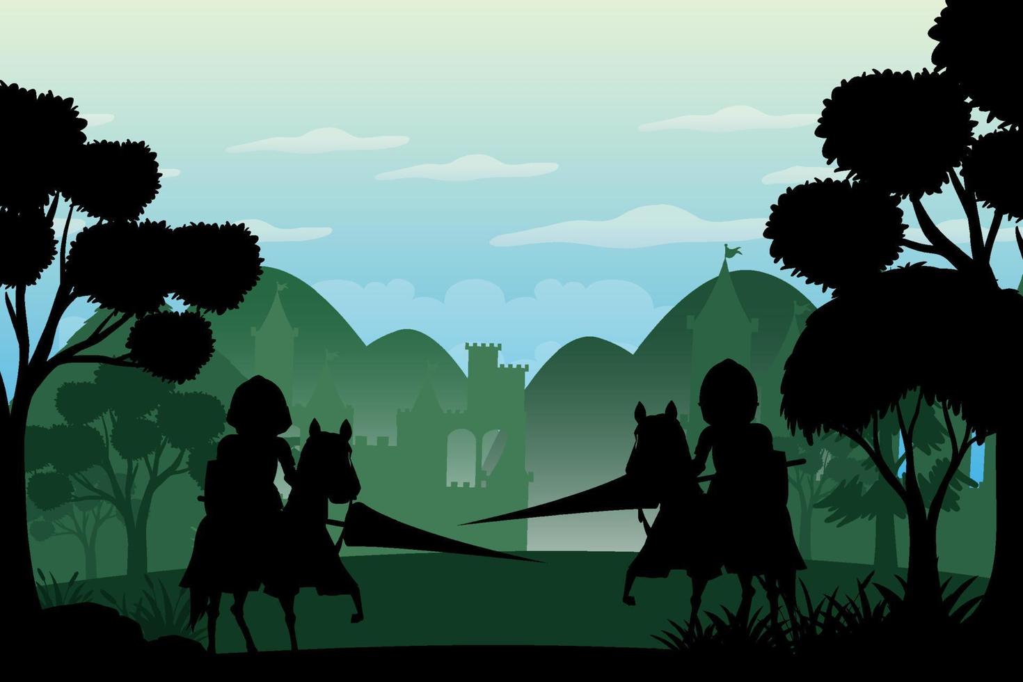 Silhouette scene with medieval vector