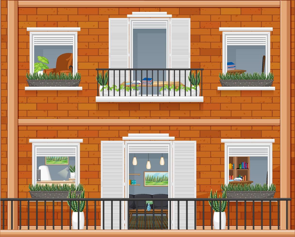 Apartment building with windows vector