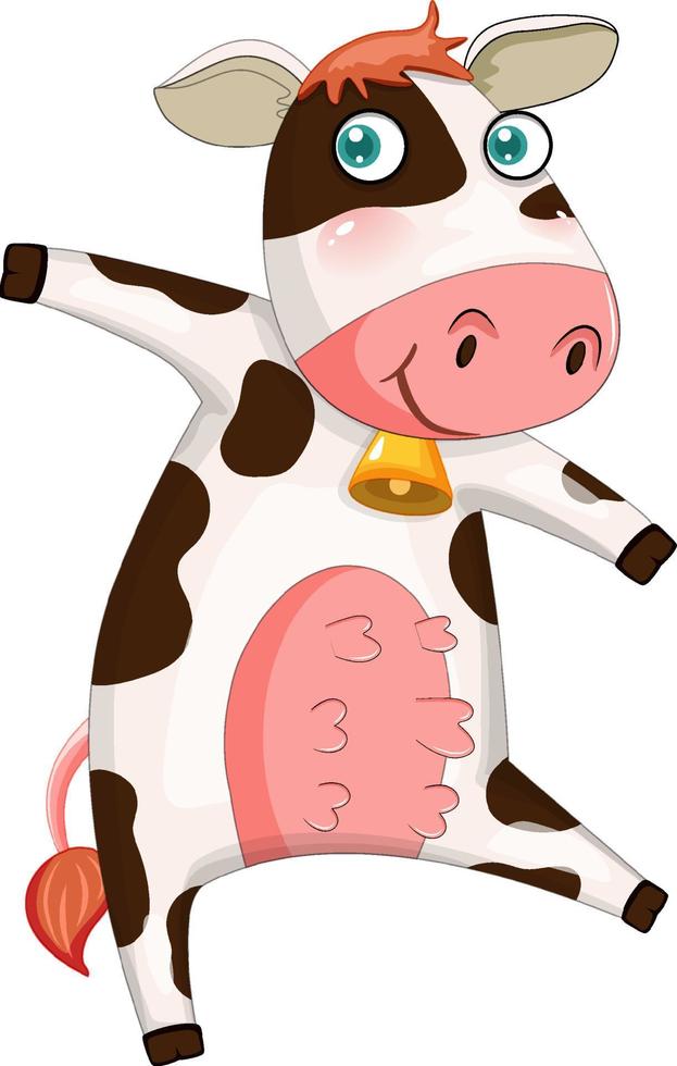 personaje de dibujos animados de vaca feliz vector