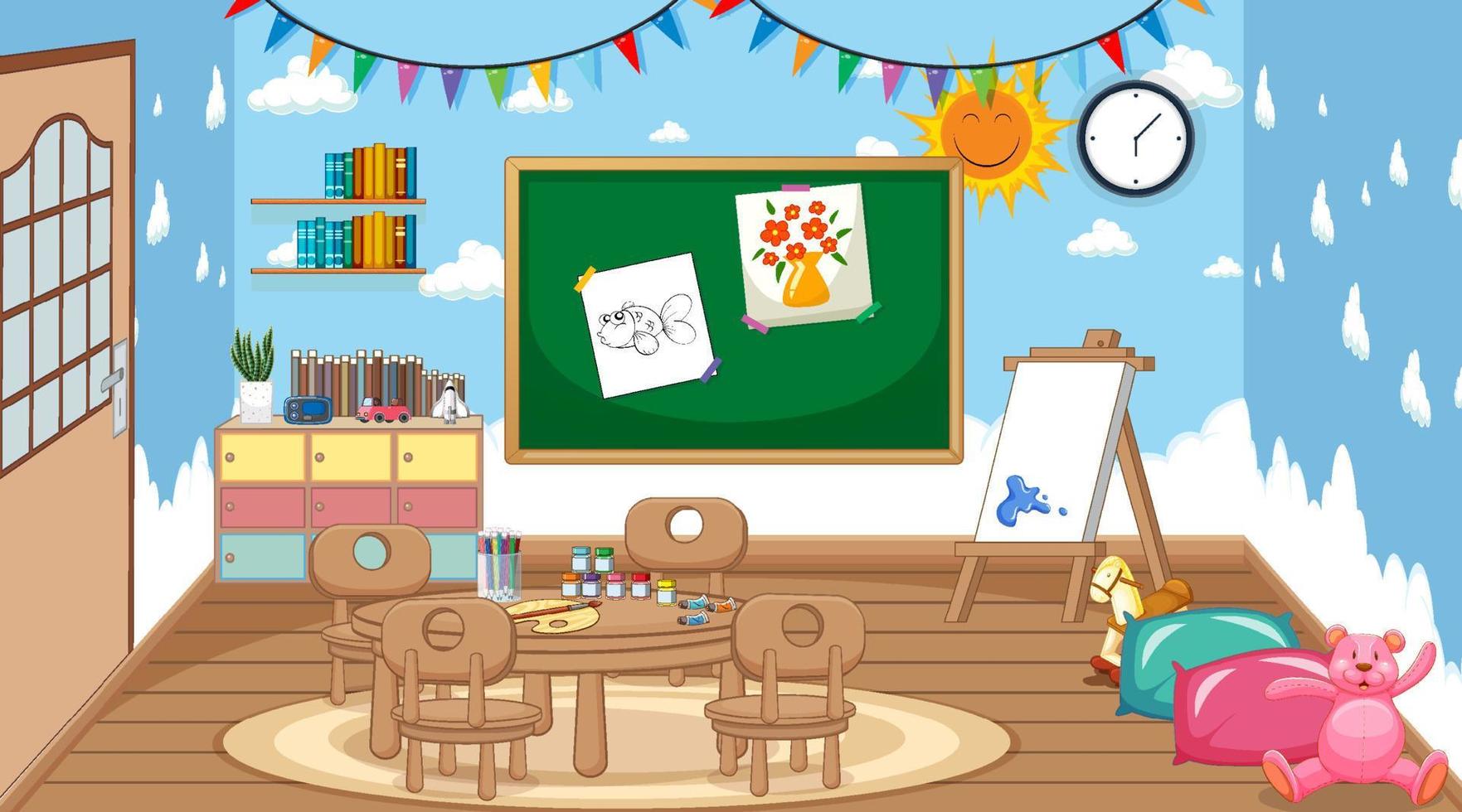 Scene with empty classroom vector