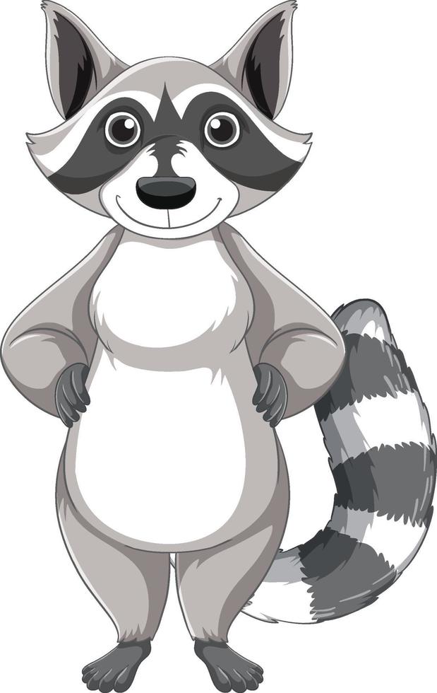 Cute cartoon raccoon standing on white background vector