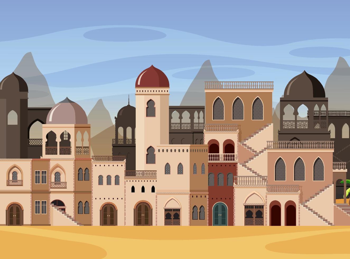 Scene with many buildings in city vector