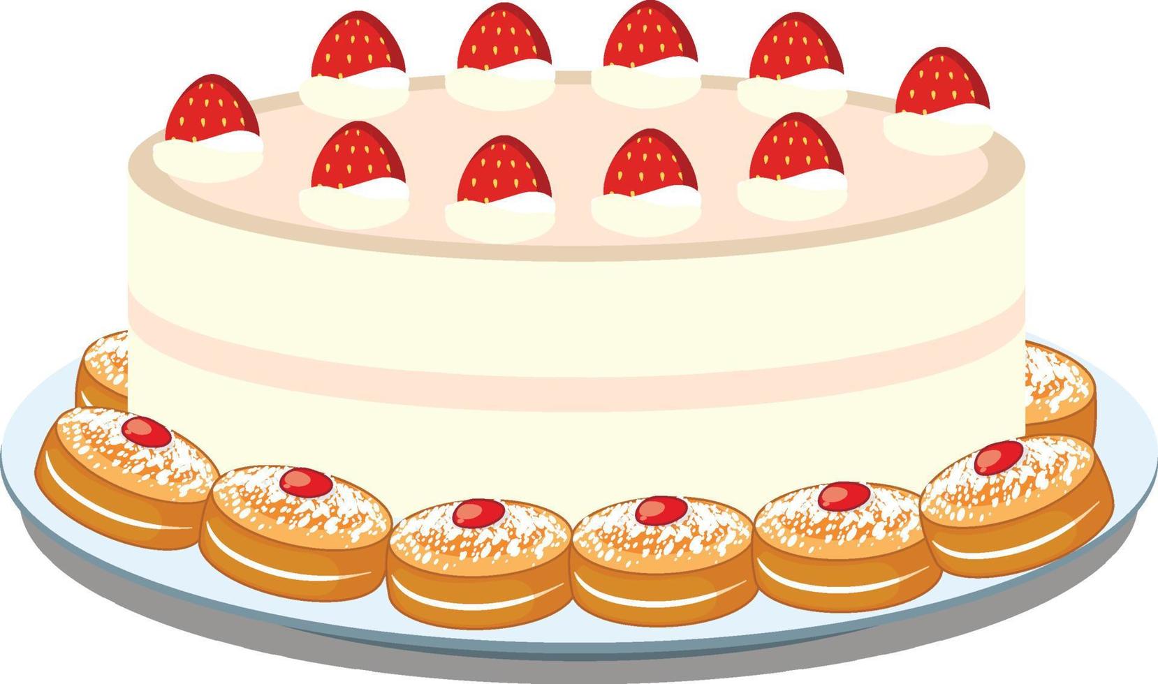 Strawberry cake with cookies vector