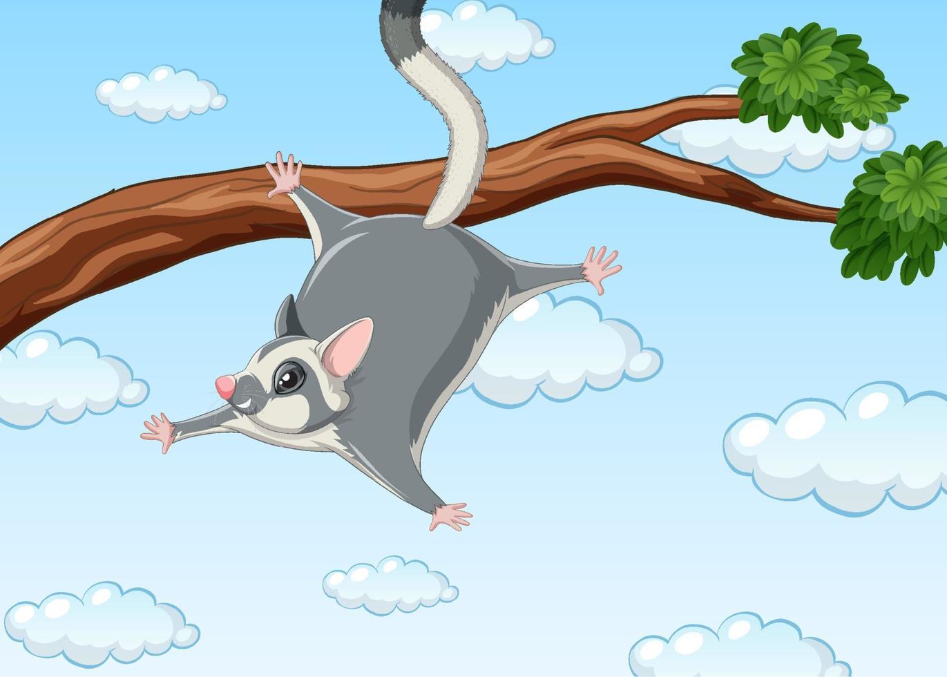 Sugar rider gliding down the branch vector