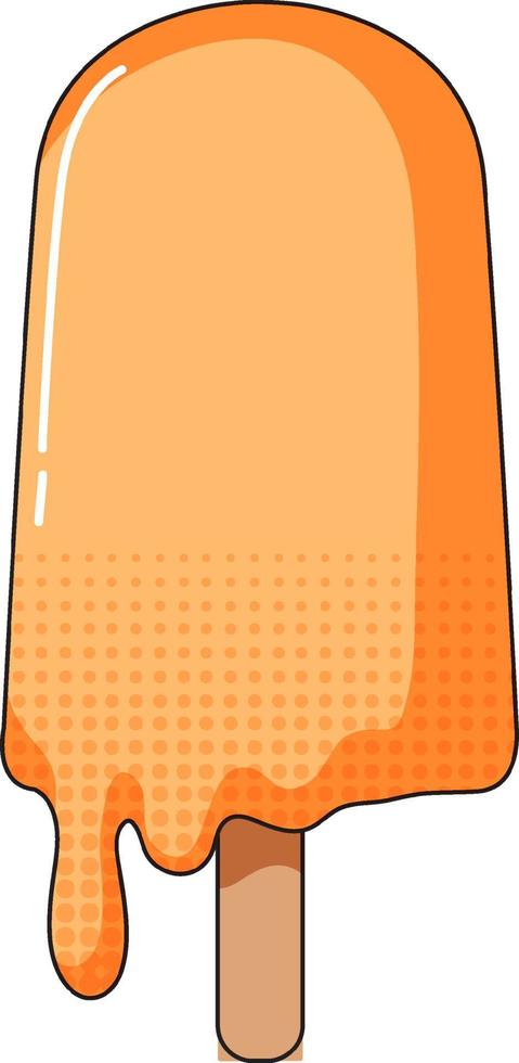 Orange popsicle melting on stick vector