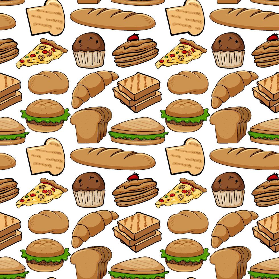 Seamless background design with bakery product vector