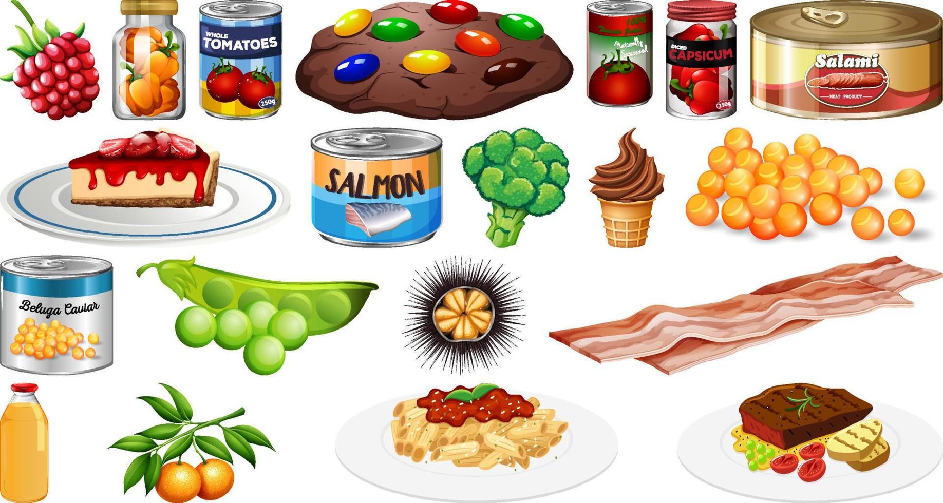 Set of different foods vector