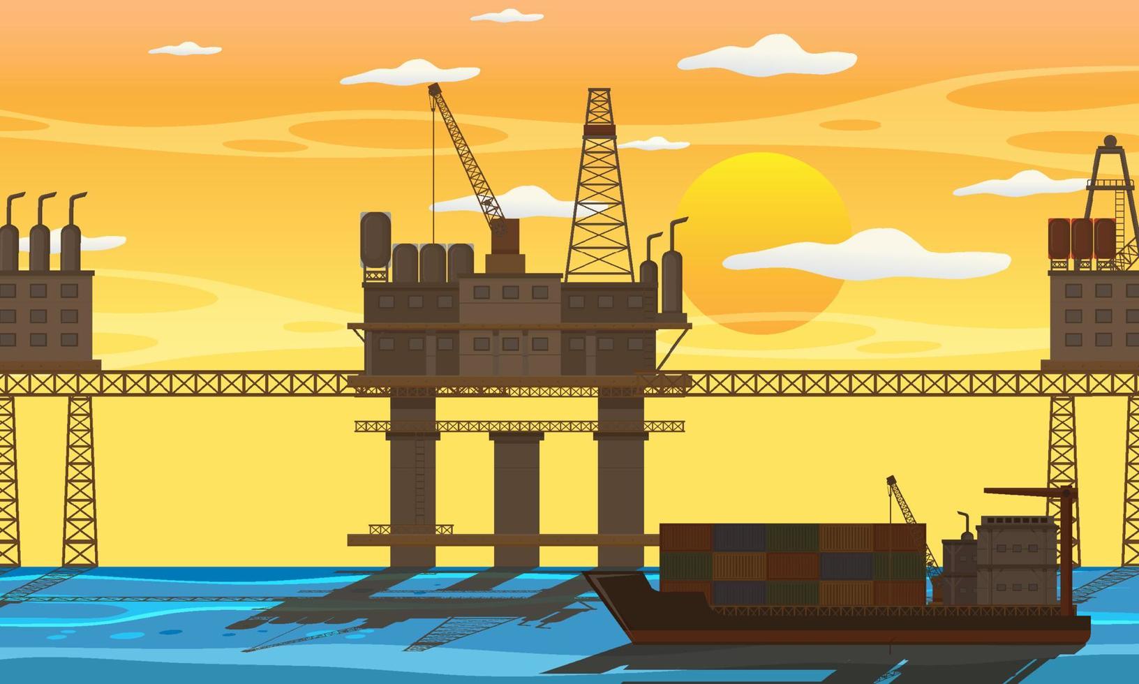 Petroleum industry concept with offshore oil platform vector