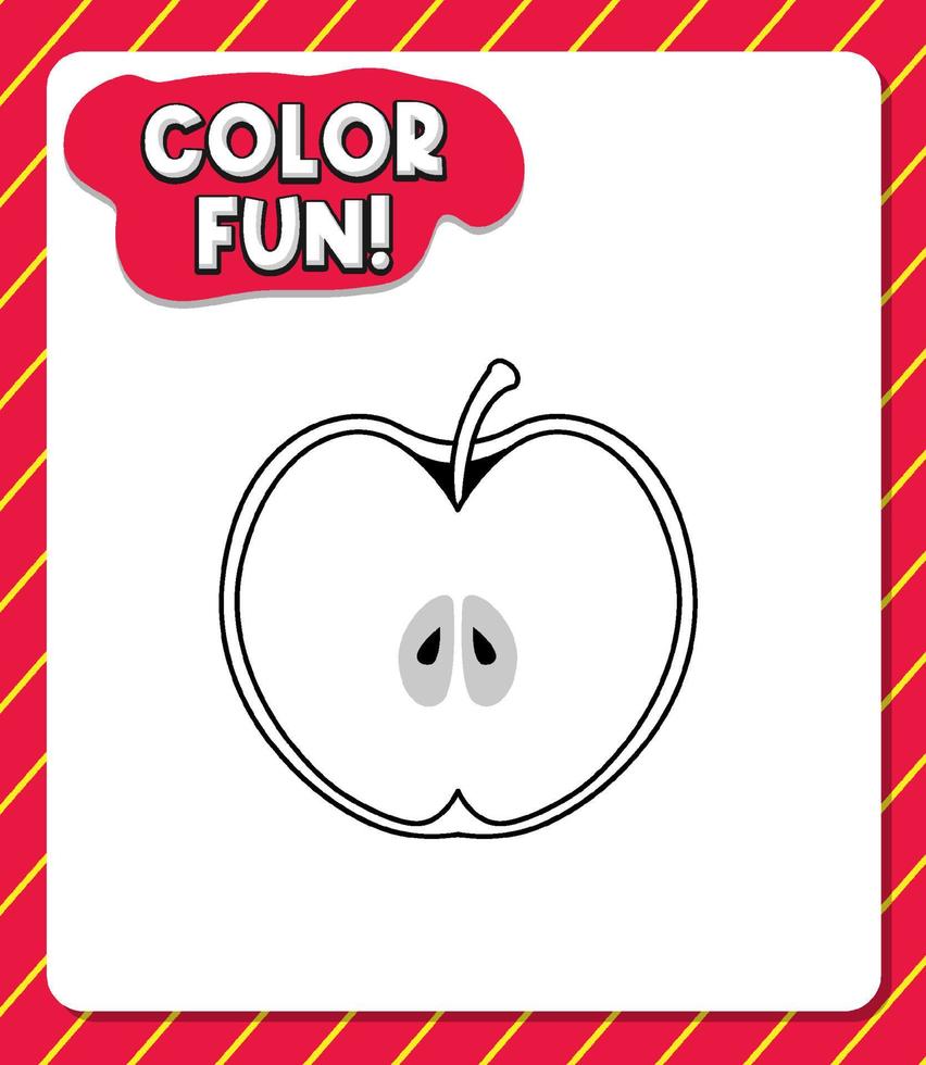 Worksheets template with color fun text and apple outline vector