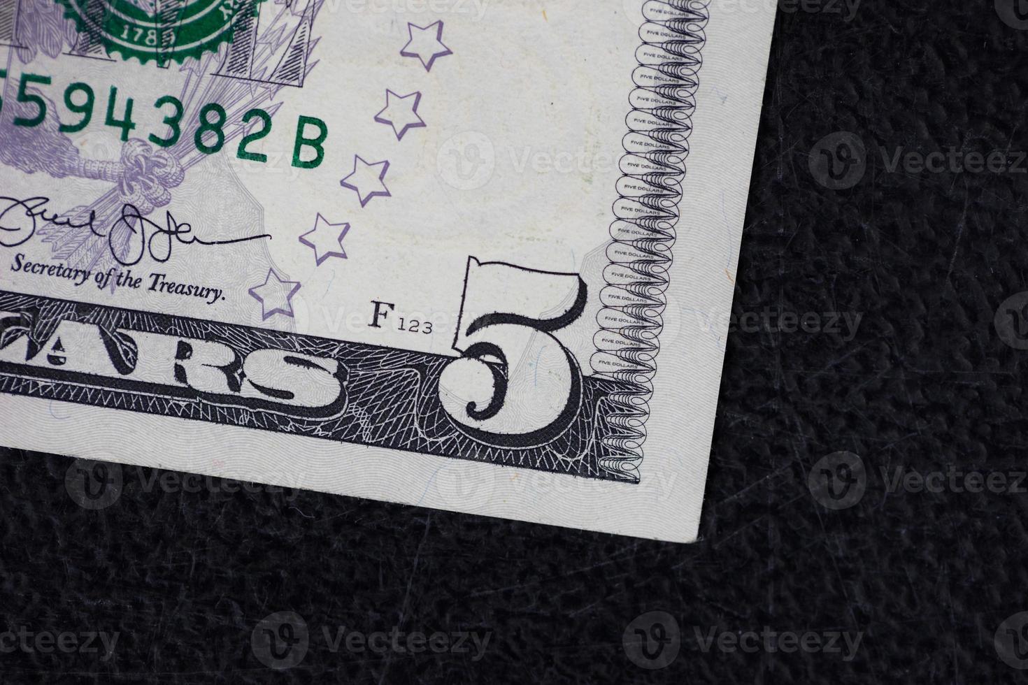 US Dollars on black background. photo