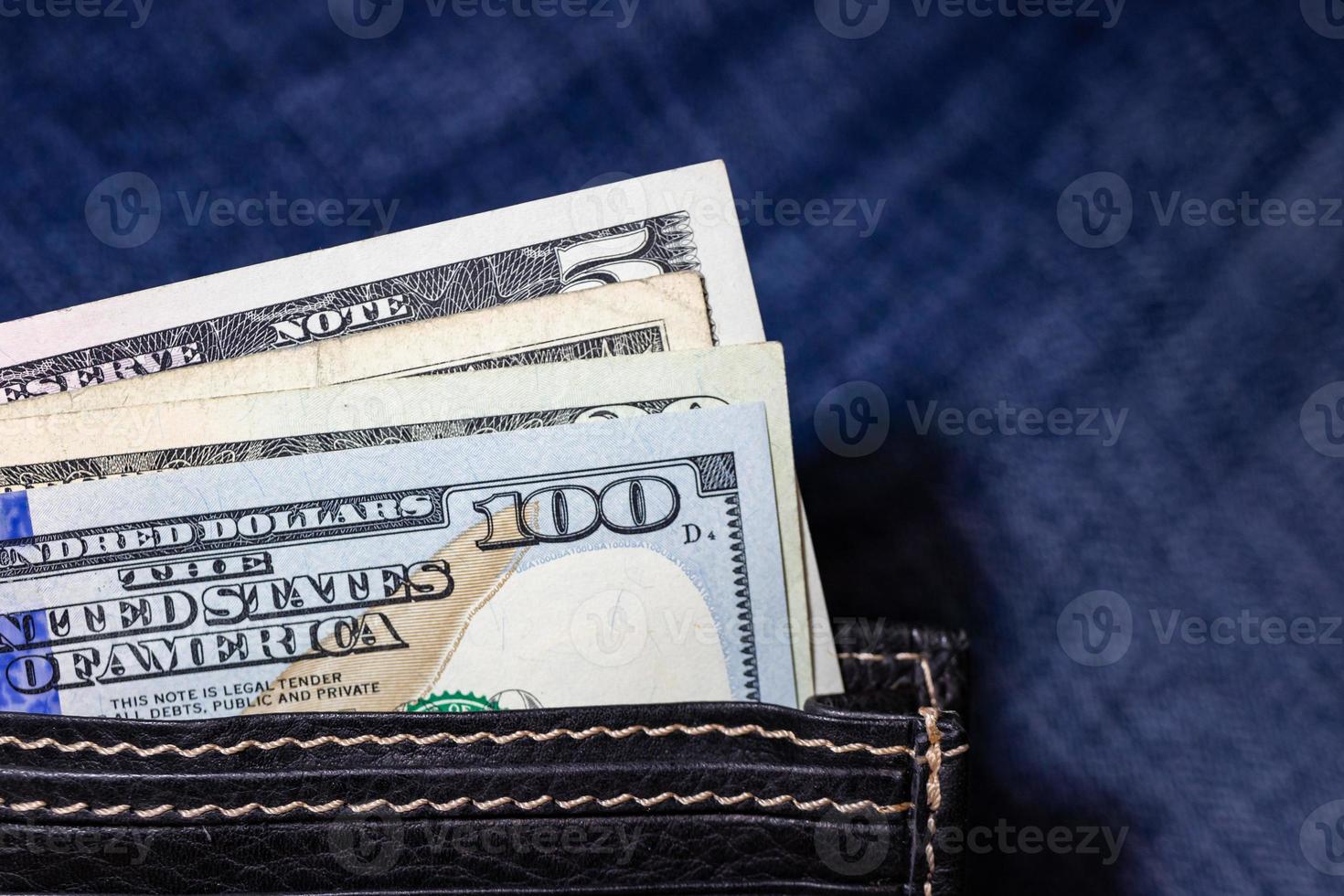 Dollar bills in wallet. photo