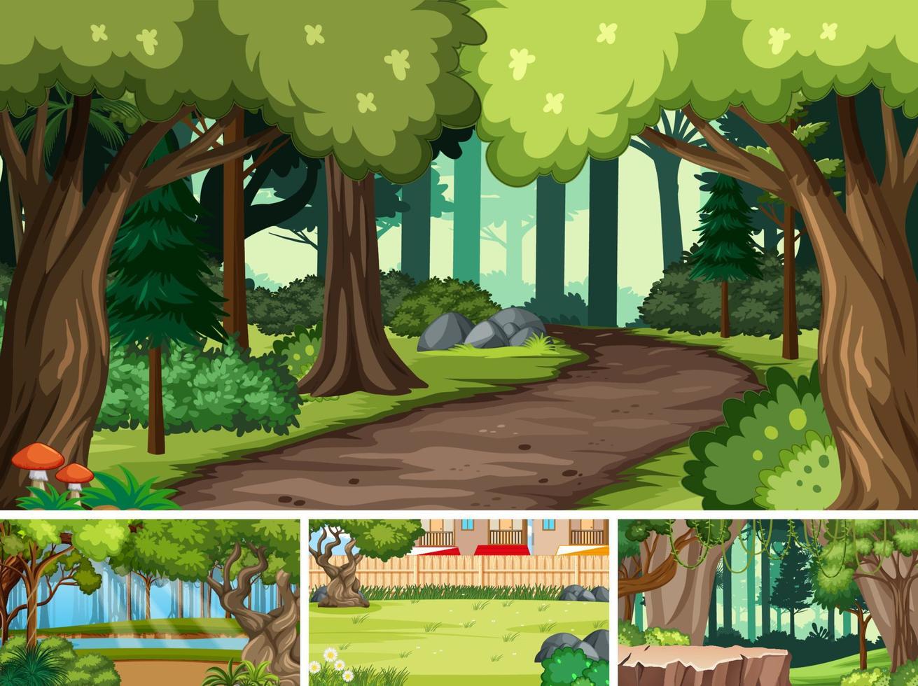 Nature scene with many trees and city vector