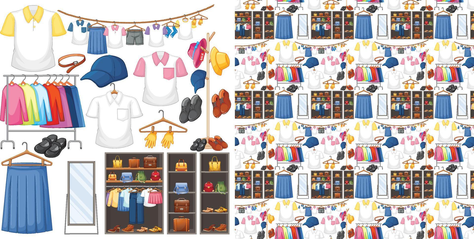 Seamless background design with cloth theme on white background vector