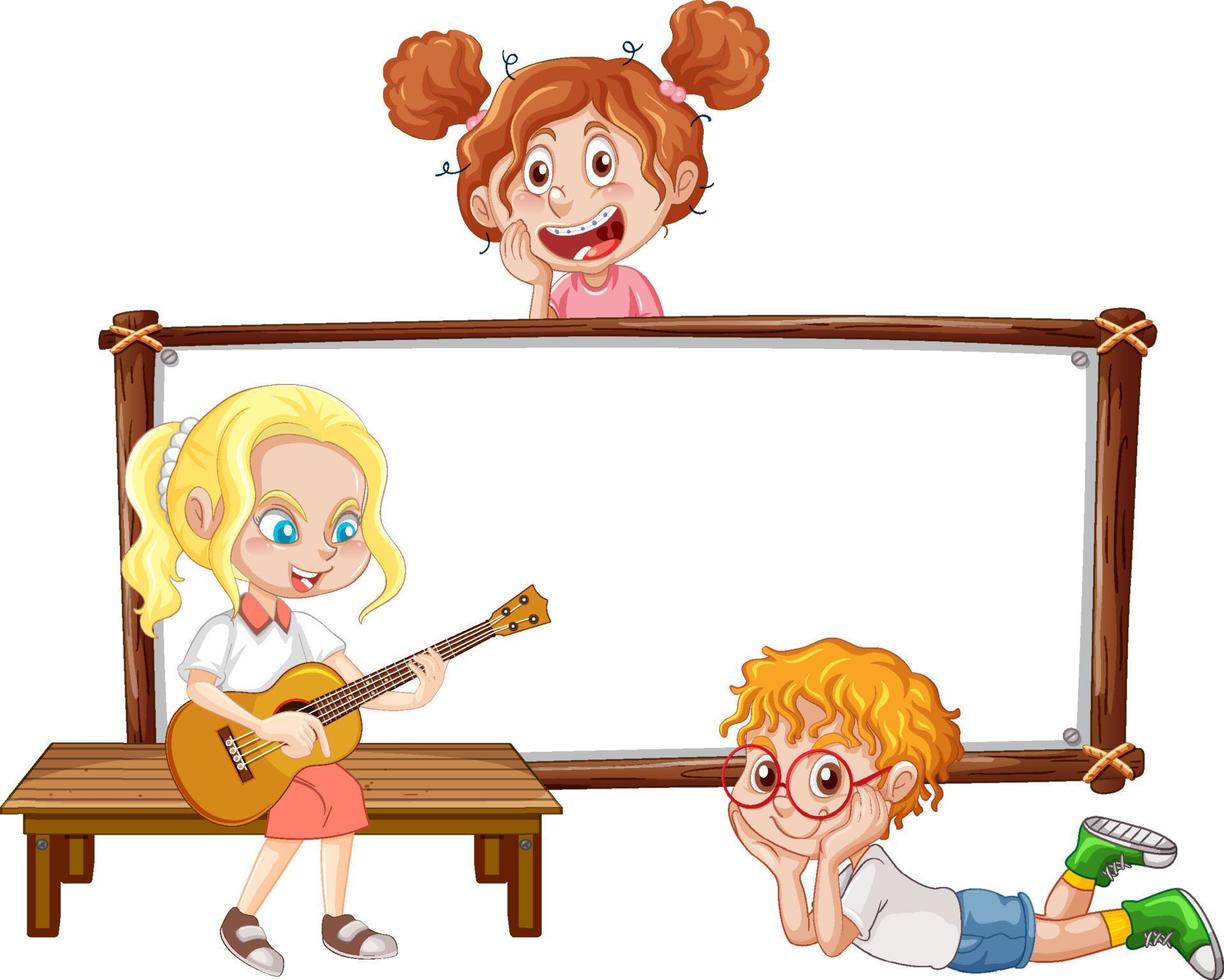 Board template with happy kids vector