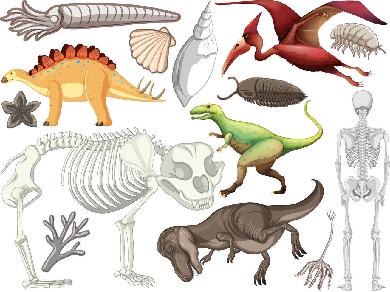 conjunto de diferentes animales de dinosaurios prehistóricos vector