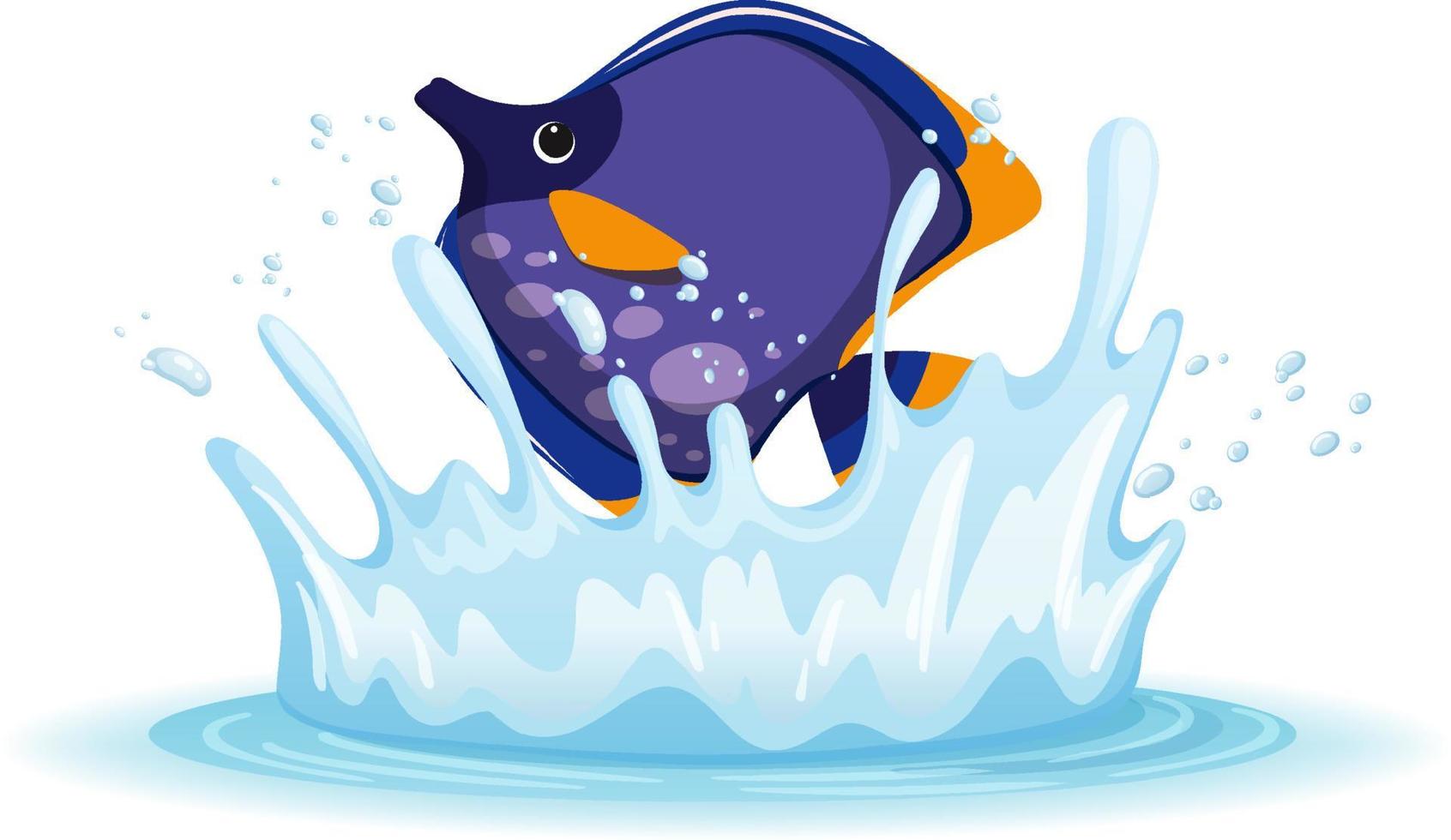 A water splash with fish on white background vector