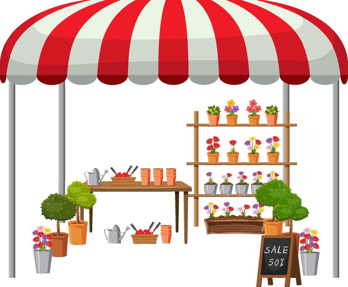 Flea market concept with plant shop vector