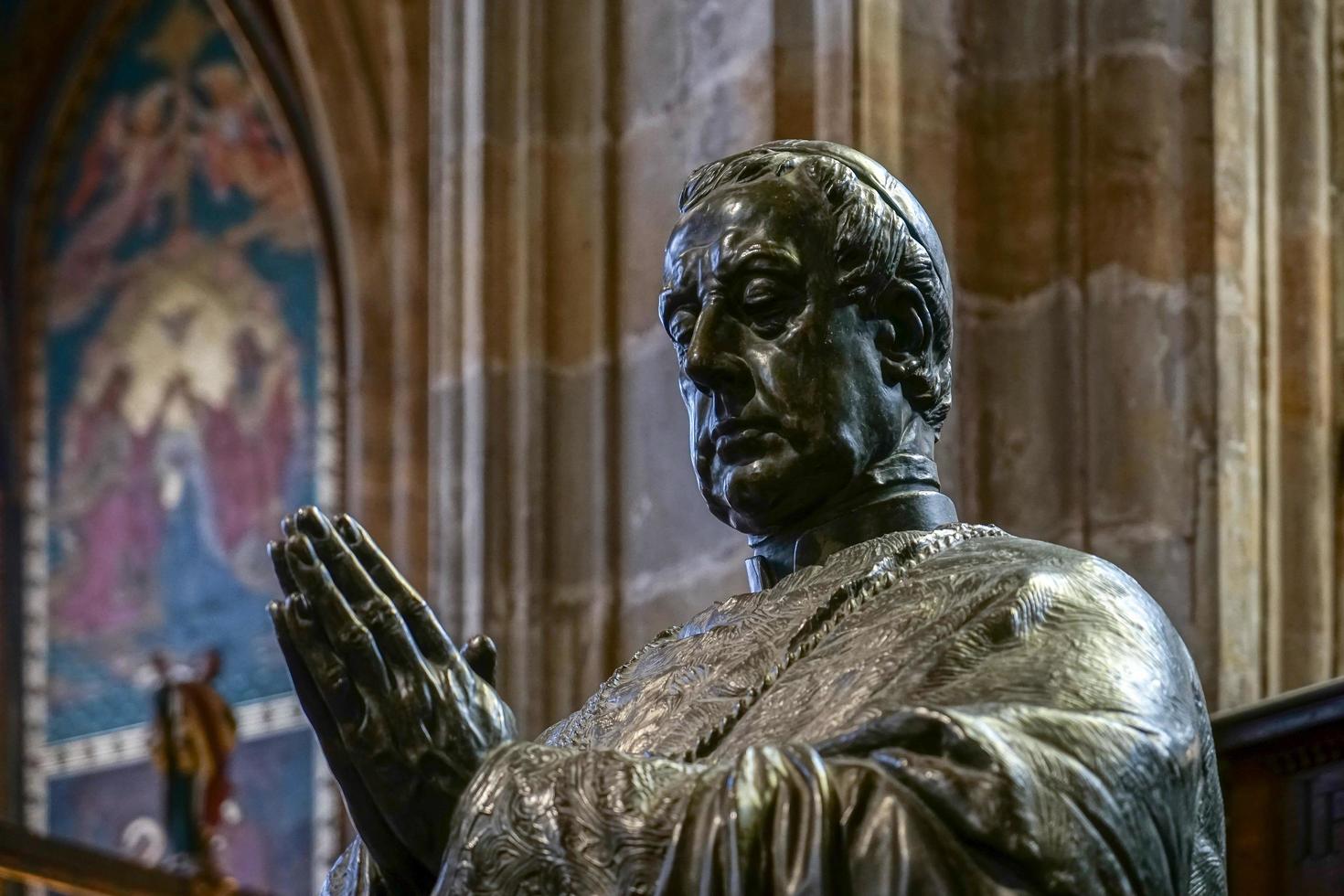 Prague, Czech Republic, 2014. Statue of Friedrich Johannes Jacob Celestin von Schwarzenberg in St Vitus Cathedral photo