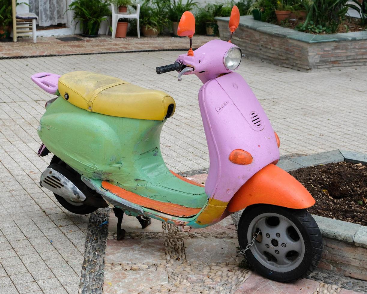 MARBELLA, ANDALUCIA, SPAIN, 2017. Painted Scooter Parked photo