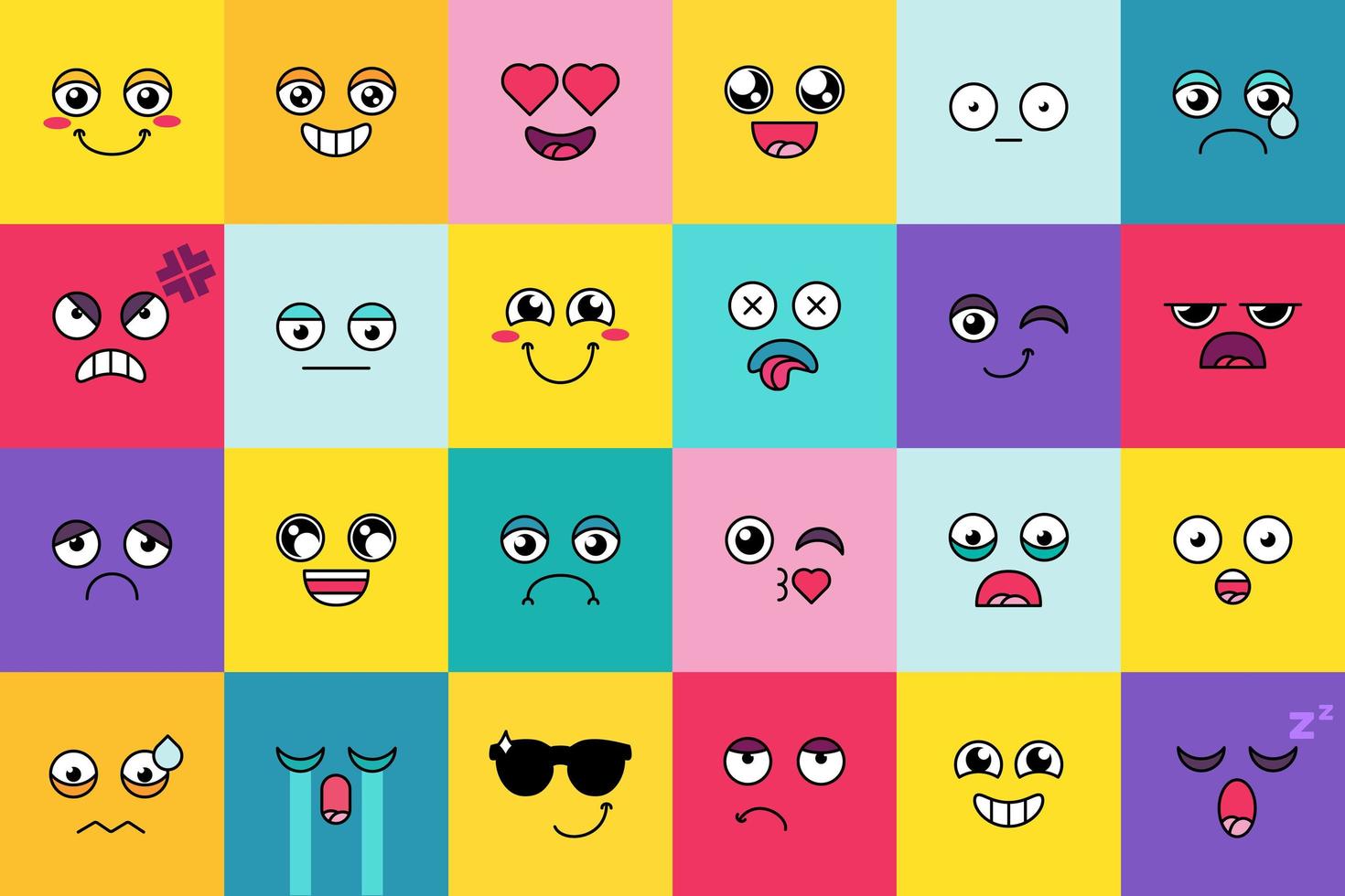 sonriente, lindo conjunto de pegatinas emoji vector