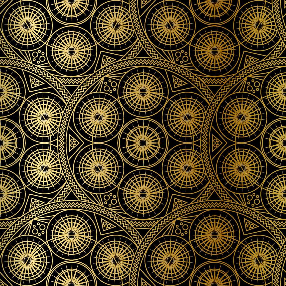 Golden Luxury Art Mandala Boho Seamless Pattern vector
