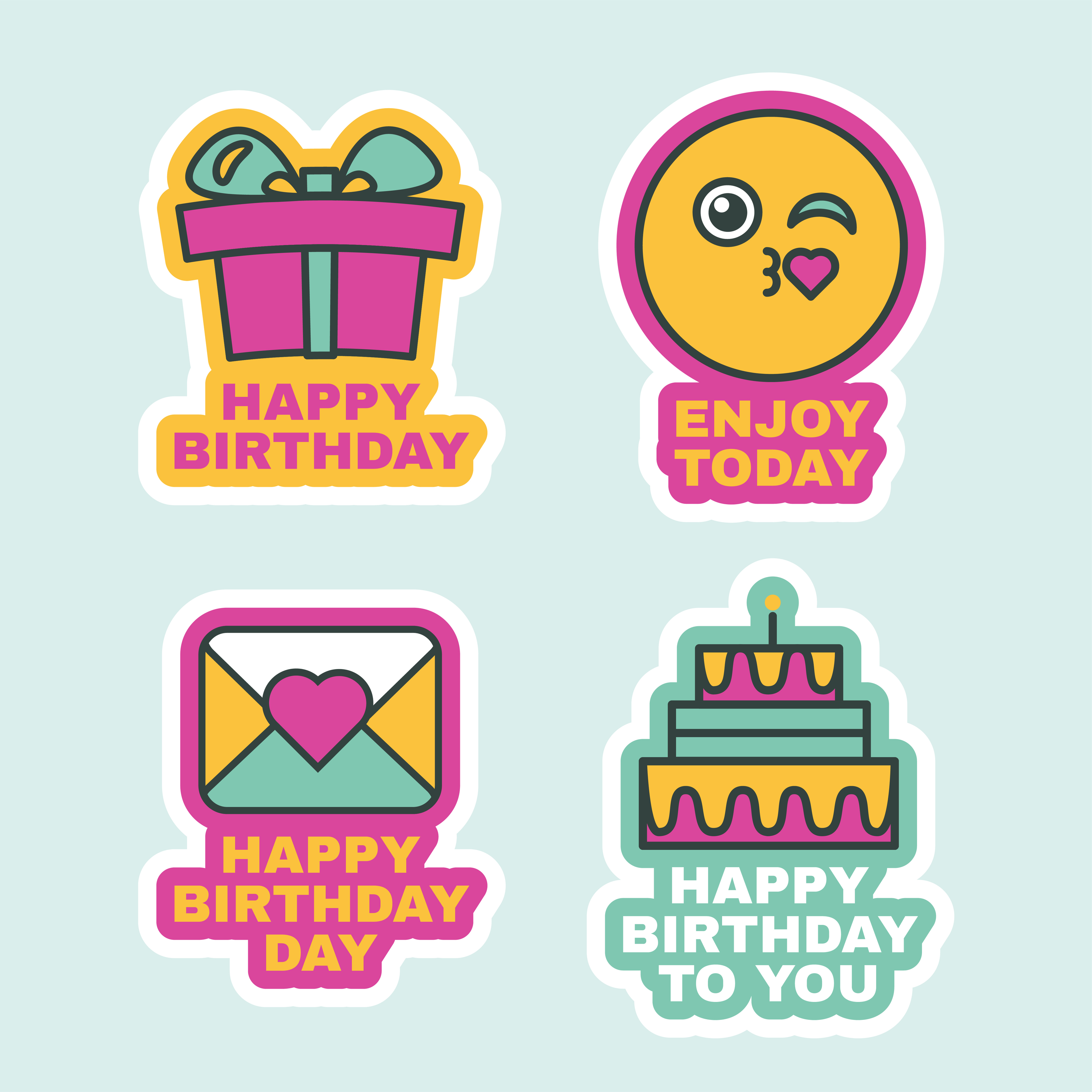 Happy Birthday Labels Comic Sticker Icon Design 6982218 ...