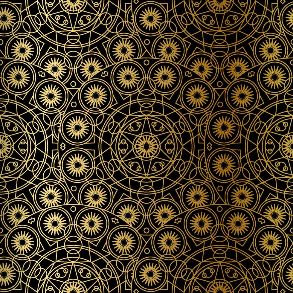 Golden Luxury Art Mandala Boho Seamless Pattern vector