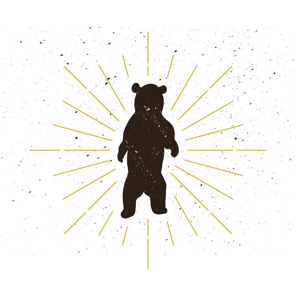 Retro standing bear silhouette logo vector