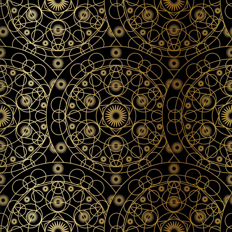 Golden Luxury Art Mandala Boho Seamless Pattern vector